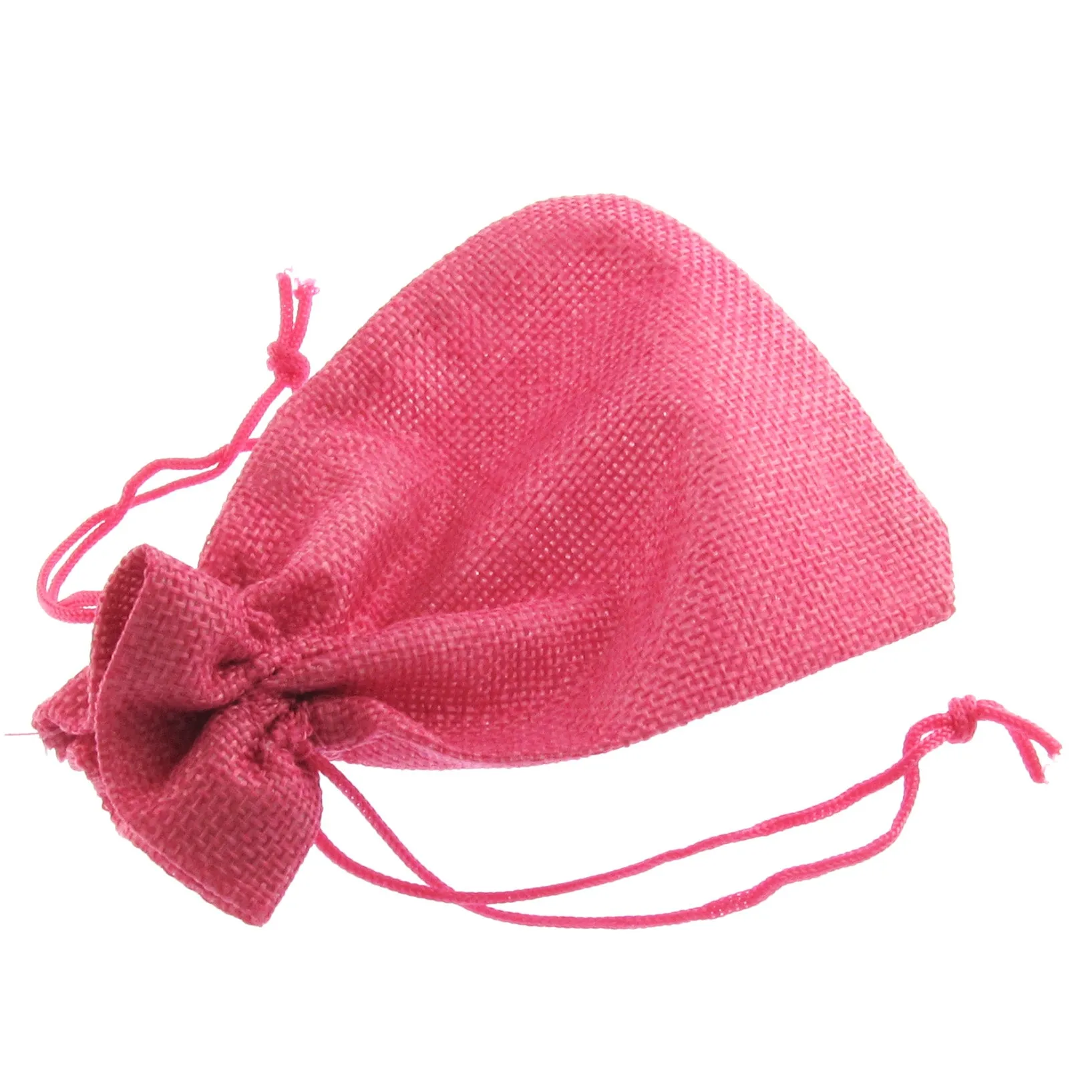 10 Burlap-Style Fabric Drawstring Bags - Assorted Colors - Rustic Cloth Pouches