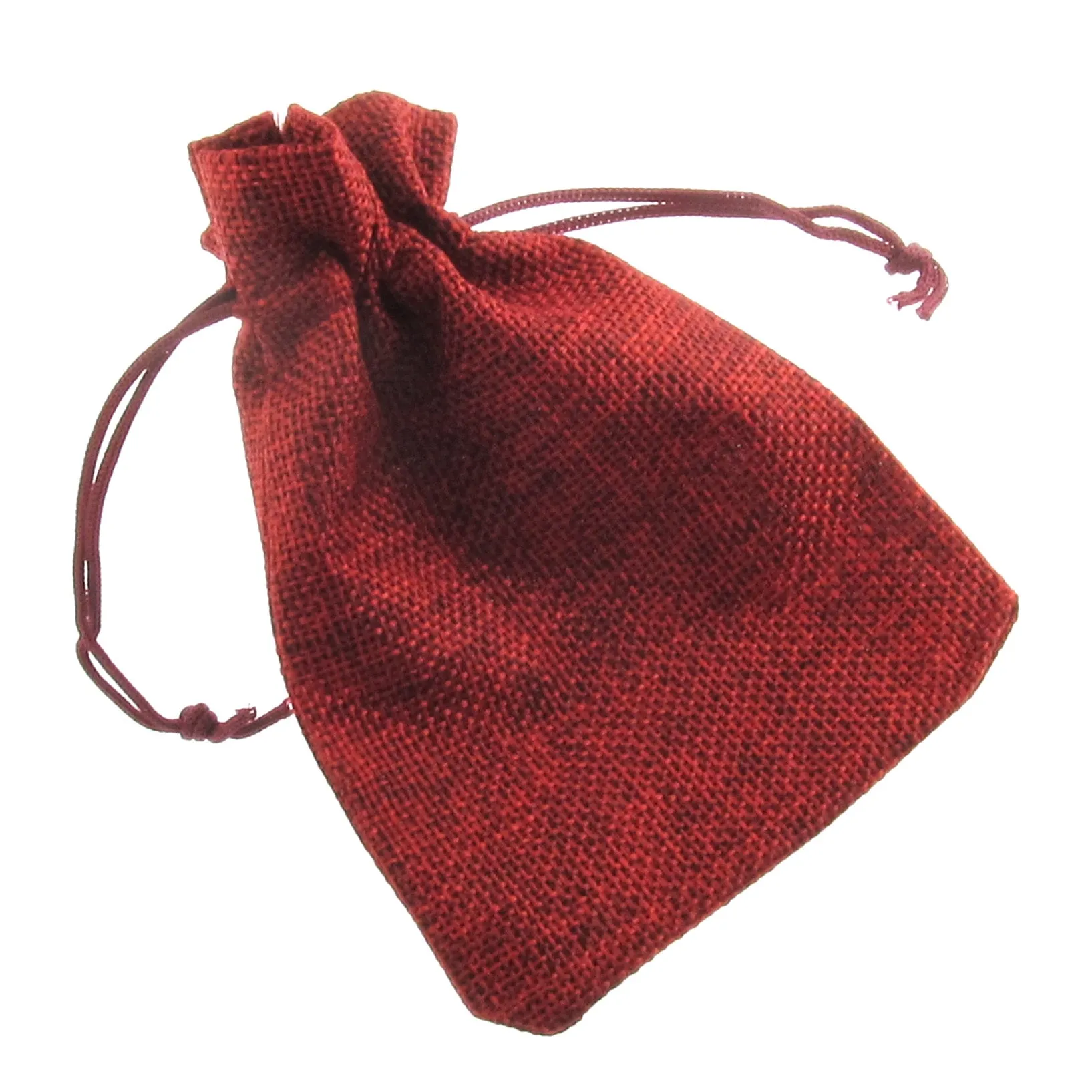 10 Burlap-Style Fabric Drawstring Bags - Assorted Colors - Rustic Cloth Pouches