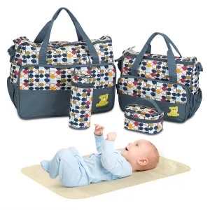 5PCS Diaper Bag Tote Set for Baby Essentials  Large Baby Bags for Mom, Waterproof Maternity Bags with Bottle Bag, Food Bag & Changing Pad (Gray)