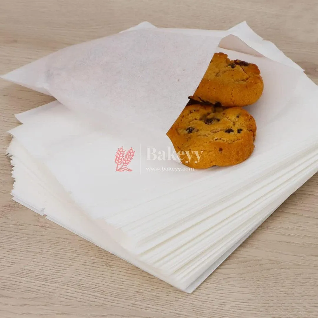 6.5x9 inch | Glassine Bags | Flat Bakery Sleeves | Cookie Paper Bags (White) | Pack of 100