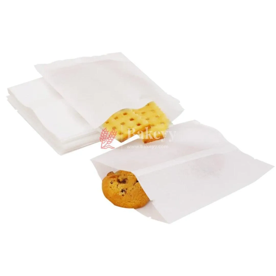 6.5x9 inch | Glassine Bags | Flat Bakery Sleeves | Cookie Paper Bags (White) | Pack of 100