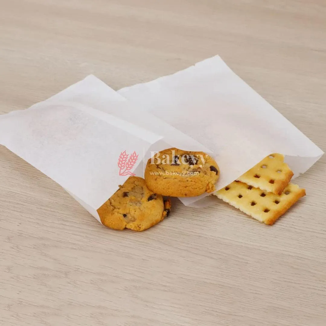 6.5x9 inch | Glassine Bags | Flat Bakery Sleeves | Cookie Paper Bags (White) | Pack of 100