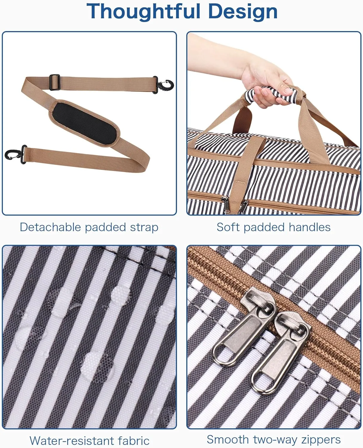 80L Large Duffle Bag for Travel, 26 Travel Duffel Bag with Shoe Compartment, Foldable Collapsible Overnight Bag Gym Bag Weekender Bags for Men Women, Water & Tear Resistant (Stripe, 80L)
