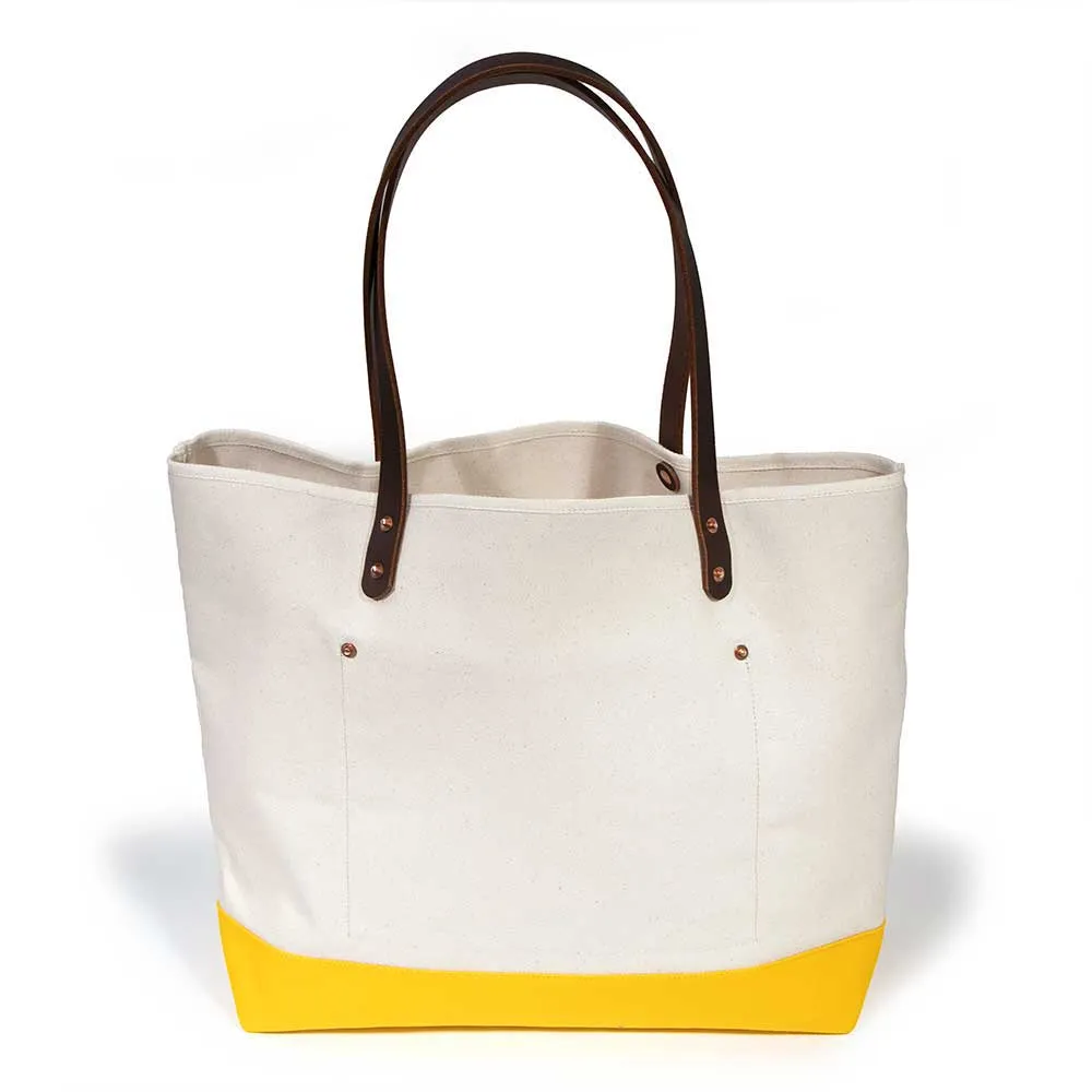All Day Canvas Bucket Tote-Natural/Solar Yellow
