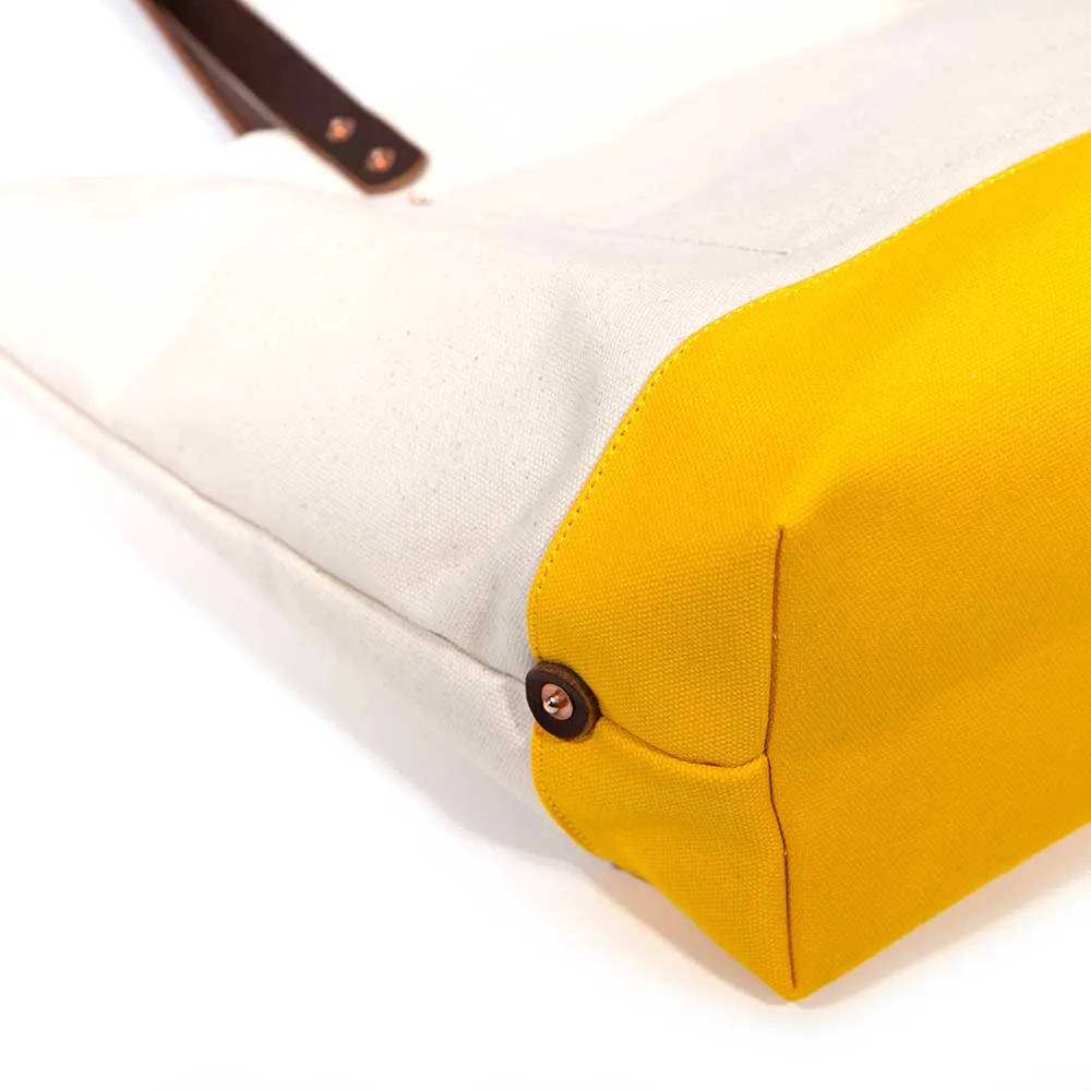 All Day Canvas Bucket Tote-Natural/Solar Yellow