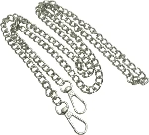Alloy Chain for Purse Handbags, 47Flat Chain Strap for Crossbody Bag,Replacement Chain Link Strap, with Metal Buckles (Silver) J049