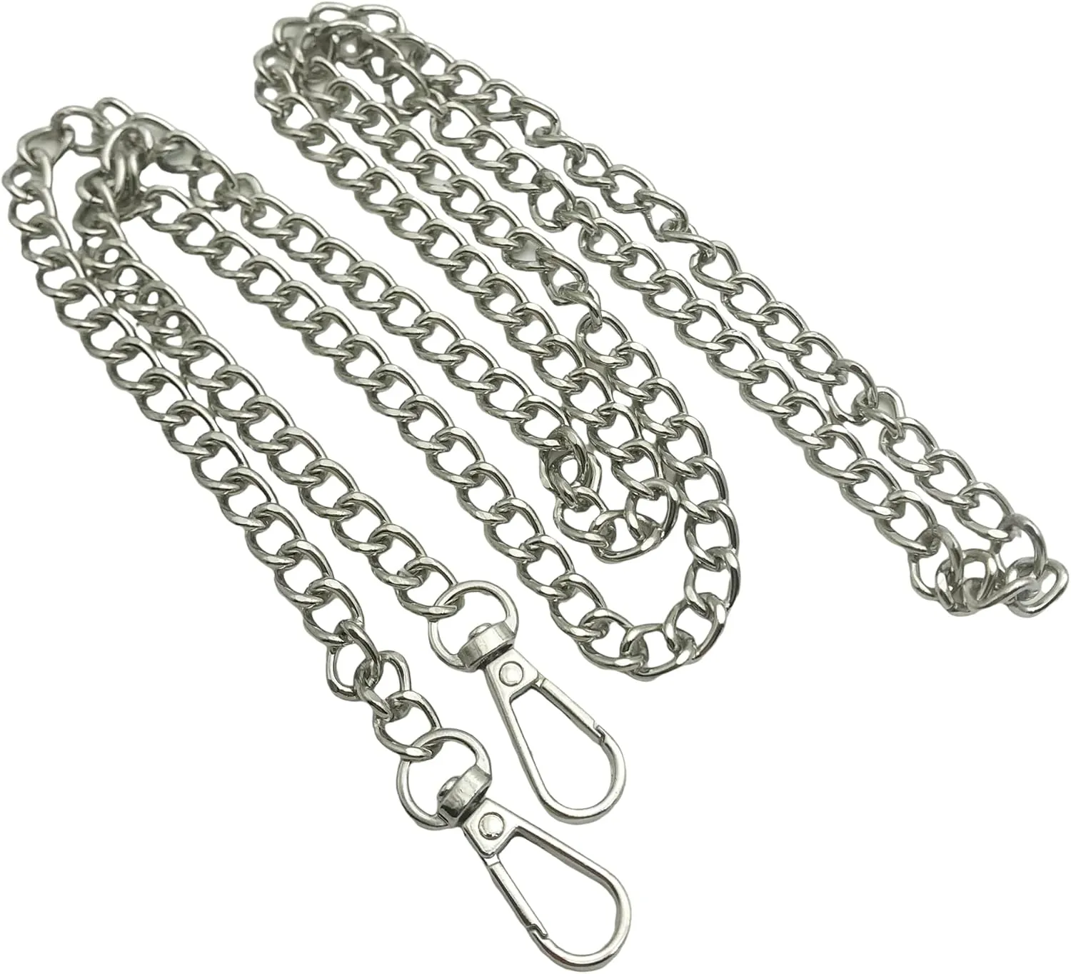 Alloy Chain for Purse Handbags, 47Flat Chain Strap for Crossbody Bag,Replacement Chain Link Strap, with Metal Buckles (Silver) J049