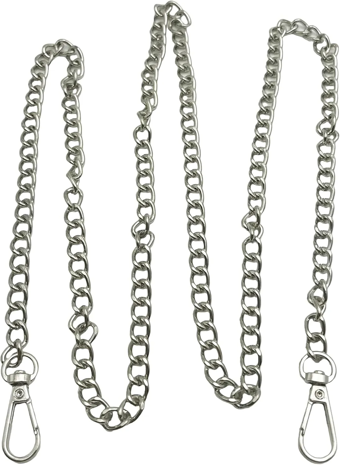 Alloy Chain for Purse Handbags, 47Flat Chain Strap for Crossbody Bag,Replacement Chain Link Strap, with Metal Buckles (Silver) J049