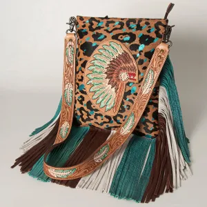 American Darling ADBGS192AF Messenger Hand Tooled Hair-On Genuine Leather Women Bag Western Handbag Purse