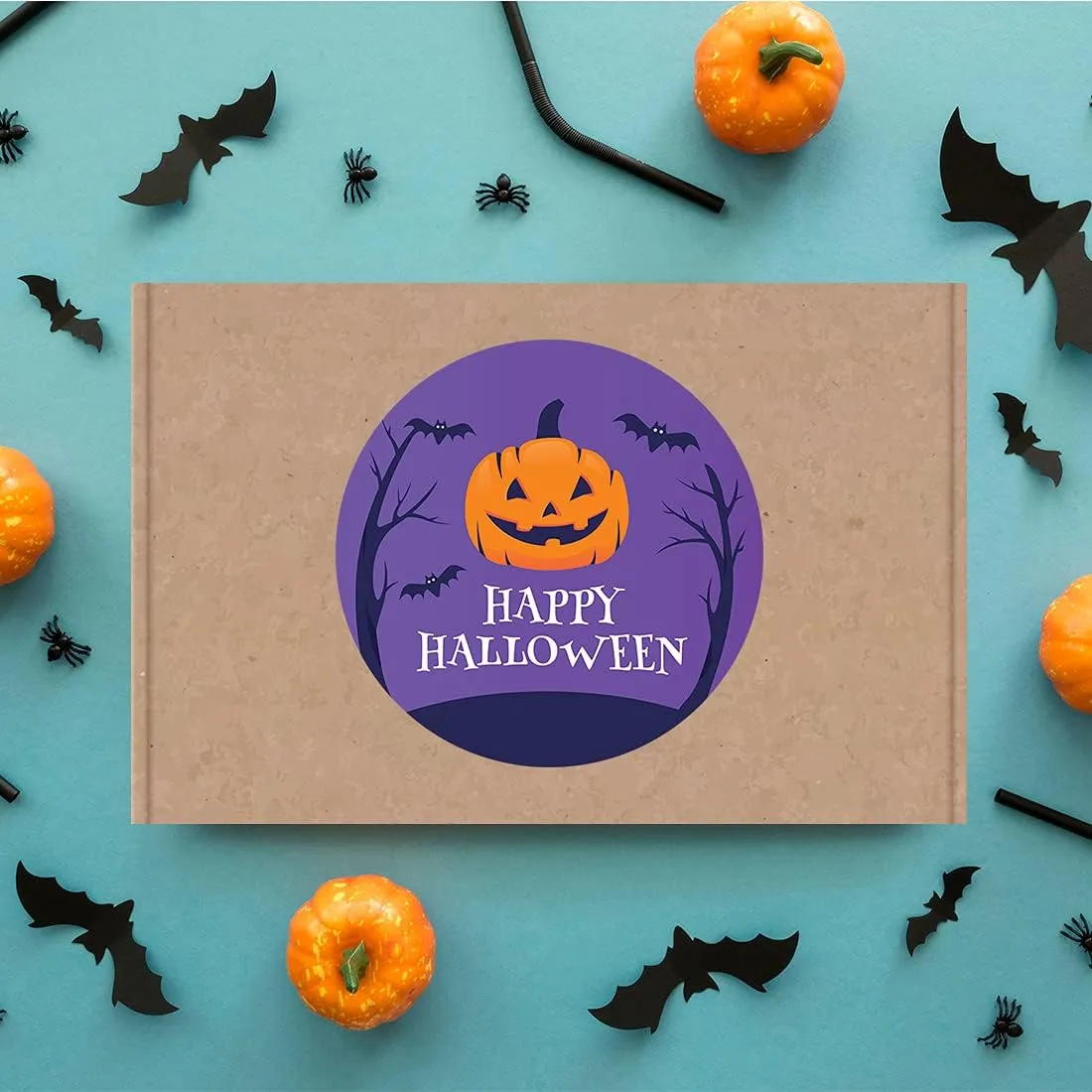 Andaz Press Happy Halloween Stickers 2 Inch Round 40 Bulk Pack Happy Jack O' Lantern Labels for Kids Treat Bags Halloween Party Favors Halloween Labels Envelopes Halloween Labels for Goodie Bags