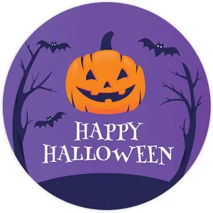 Andaz Press Happy Halloween Stickers 2 Inch Round 40 Bulk Pack Happy Jack O' Lantern Labels for Kids Treat Bags Halloween Party Favors Halloween Labels Envelopes Halloween Labels for Goodie Bags
