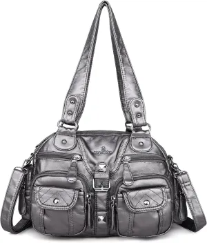 Angel Kiss Hobo Crossbody Purses for Women Shoulder Bag Multipocket Soft Hobo Purses Removable Strap Leather Handbags