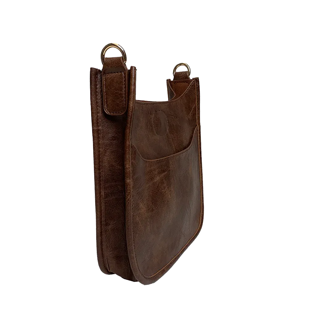 Aviana Messenger in Coffee with Gold Hardware