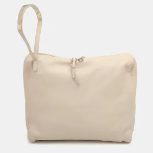 Beige Leather Bracelet Cosmetic Pouch