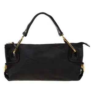 Black Nylon and Leather Buckle Shoulder Bag