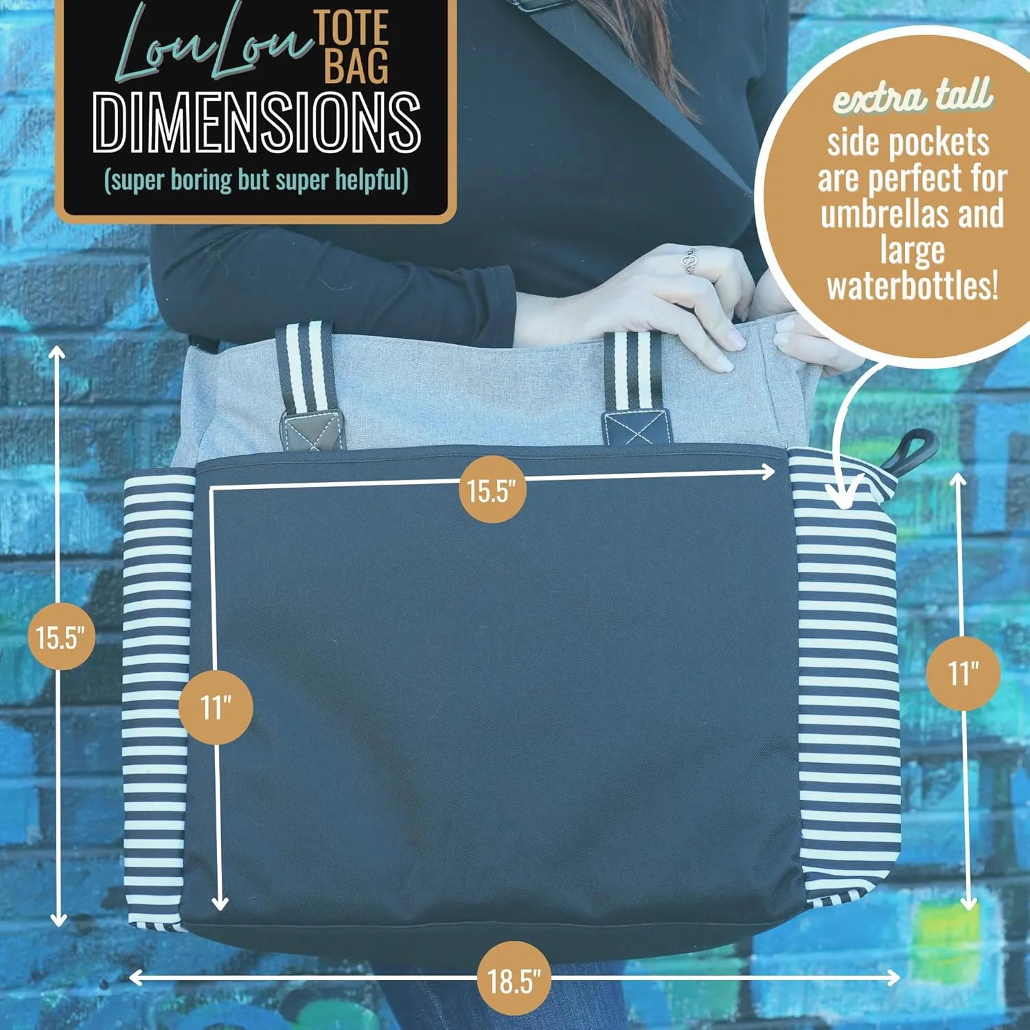 Brooke & Jess Designs Large Work Tote Bags with Pockets for Women - Travel Carry-on Laptop Bag