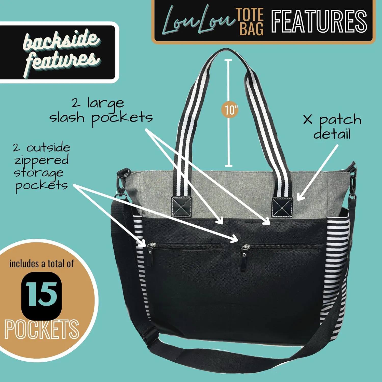Brooke & Jess Designs Large Work Tote Bags with Pockets for Women - Travel Carry-on Laptop Bag