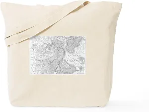 CafePress Vintage Map Of Boston (1878) Tote Bag Reusable Natural Beige Canvas Shopping Bag