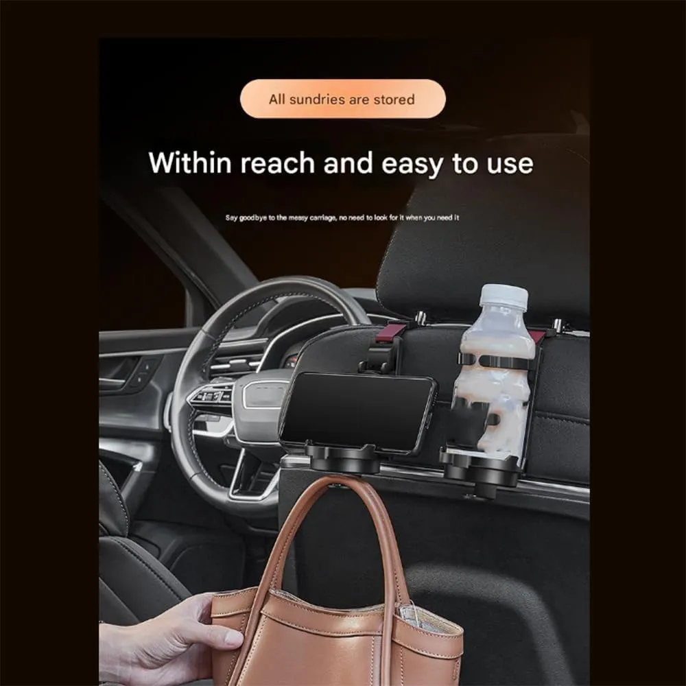 Car Seat Headrest Hook for BMW 7 Series (Short axis) E65 2001-2008,Car Seat Hooks with Phone Holder for Purse,Even Bottle,Backpacks Car Interior Storage Accessories,A