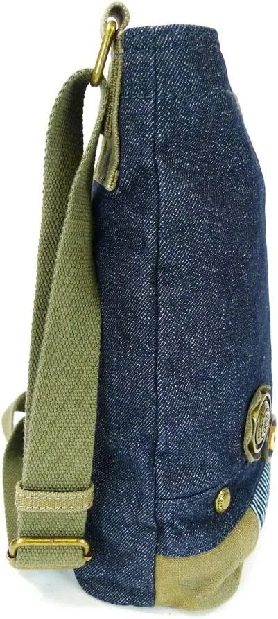 Chala Patch Cross-Body Women Handbag, Blue Denim Canvas Messenger Bag