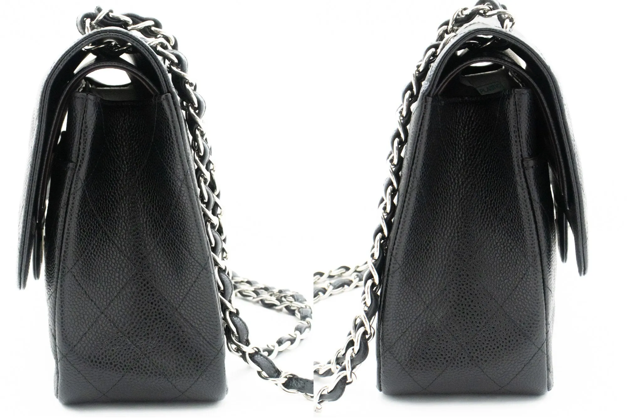 CHANEL 11" Large Grained Calfskin Double New Chain Shoulder Bag