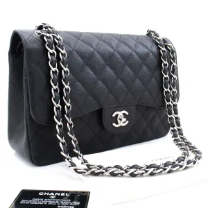CHANEL 11" Large Grained Calfskin Double New Chain Shoulder Bag