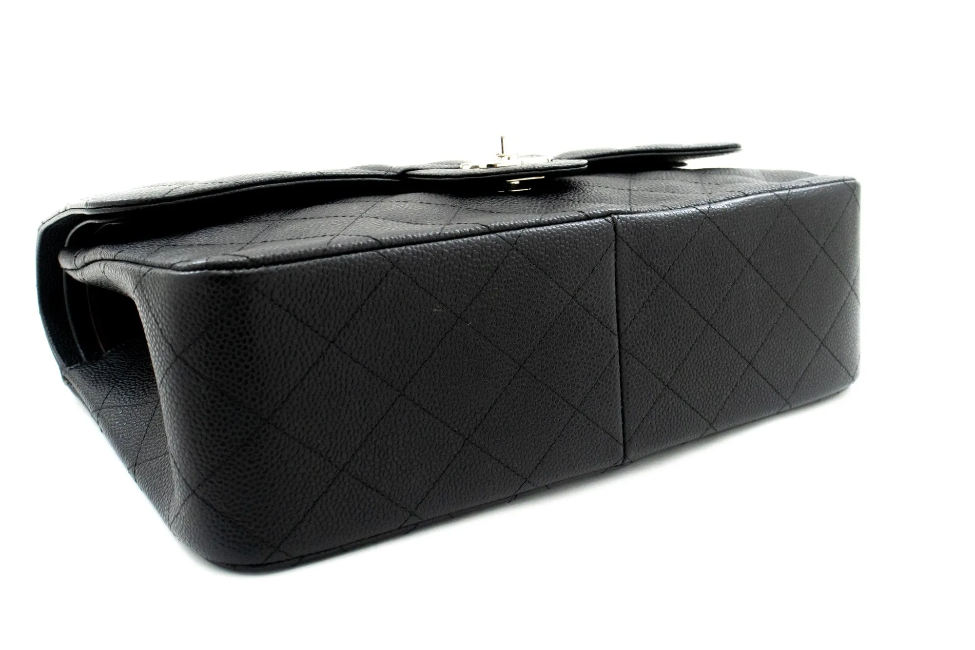 CHANEL 11" Large Grained Calfskin Double New Chain Shoulder Bag