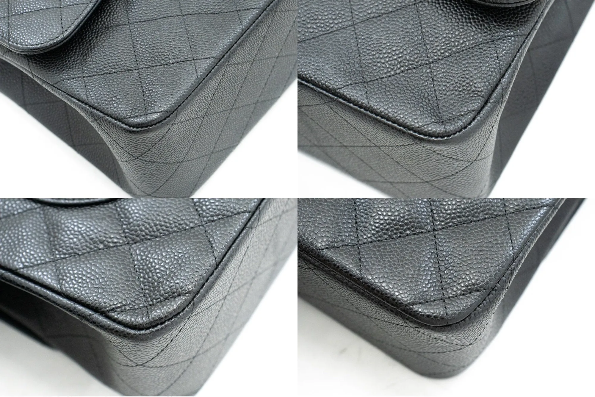 CHANEL 11" Large Grained Calfskin Double New Chain Shoulder Bag
