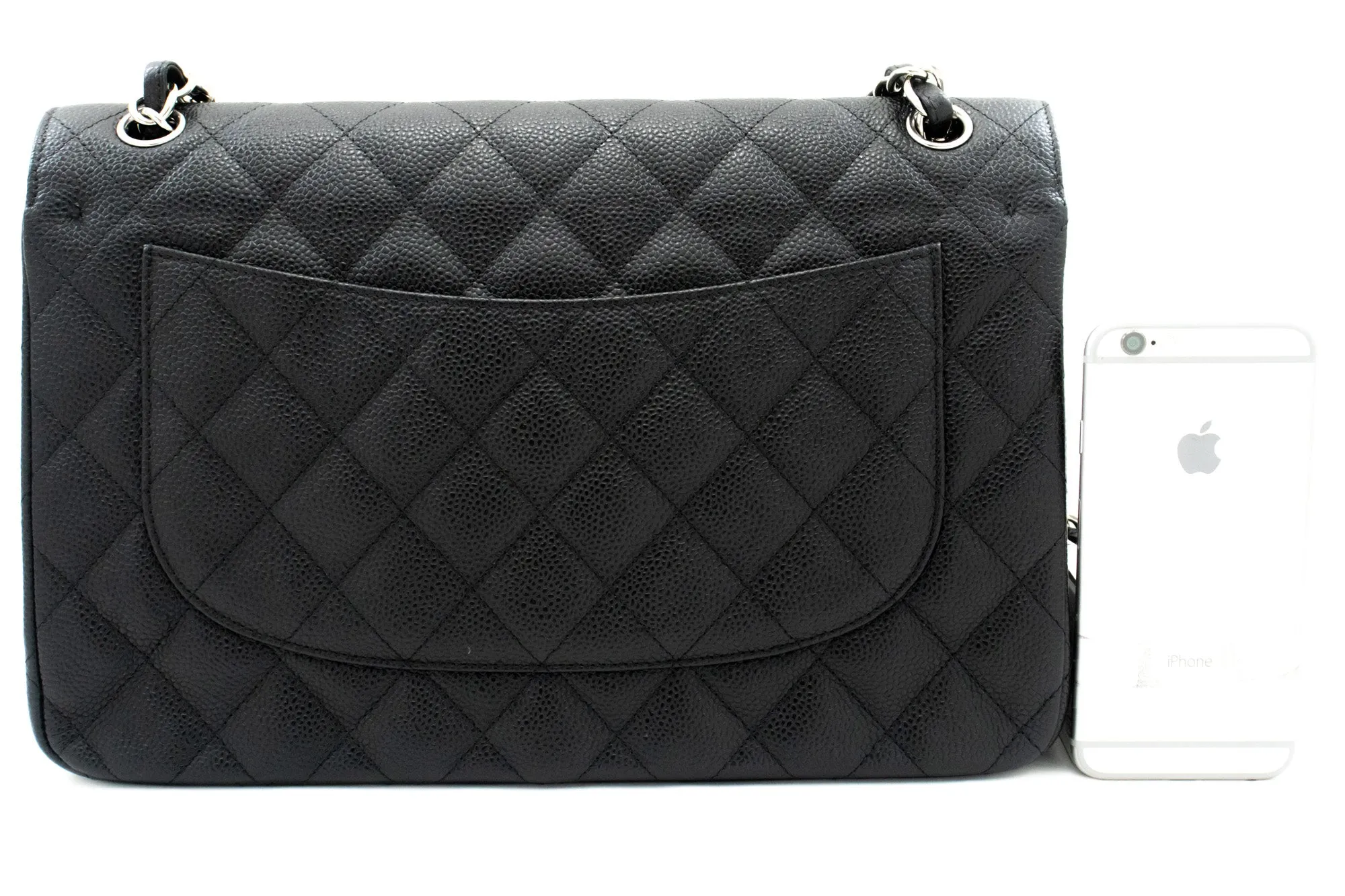 CHANEL 11" Large Grained Calfskin Double New Chain Shoulder Bag