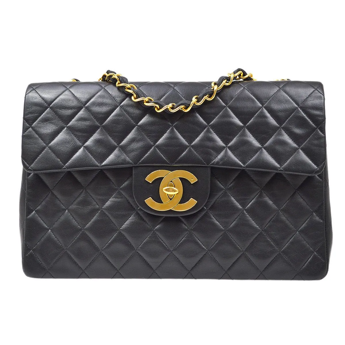 Chanel 1991-1994 Classic Flap Maxi Black Lambskin 80784