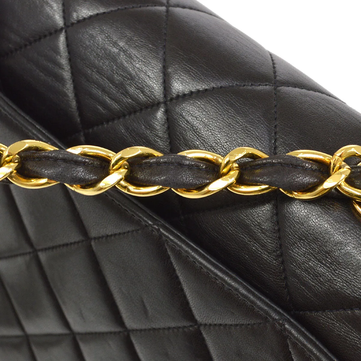 CHANEL 1994-1996 Big CC Straight Flap Medium Black Lambskin 84270