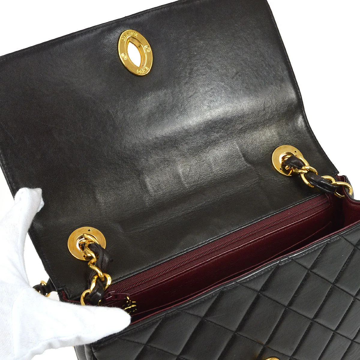 CHANEL 1994-1996 Big CC Straight Flap Medium Black Lambskin 84270