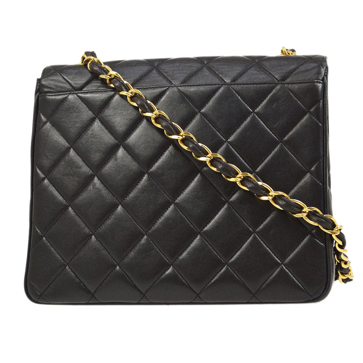 CHANEL 1994-1996 Big CC Straight Flap Medium Black Lambskin 84270