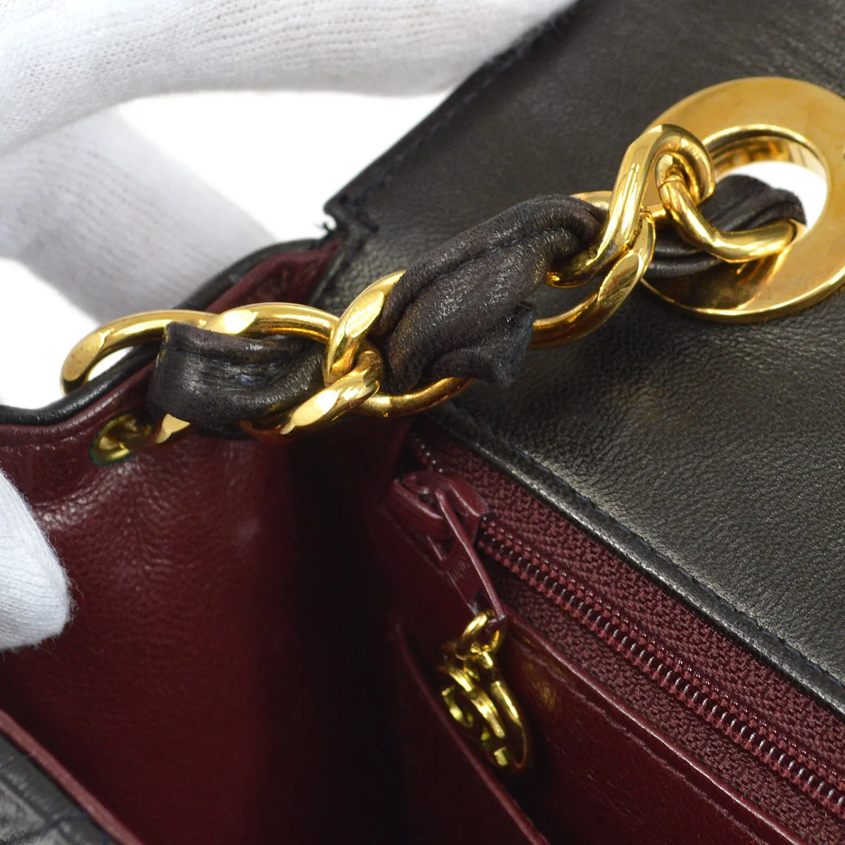 CHANEL 1994-1996 Big CC Straight Flap Medium Black Lambskin 84270