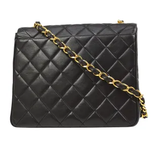 CHANEL 1994-1996 Big CC Straight Flap Medium Black Lambskin 84270
