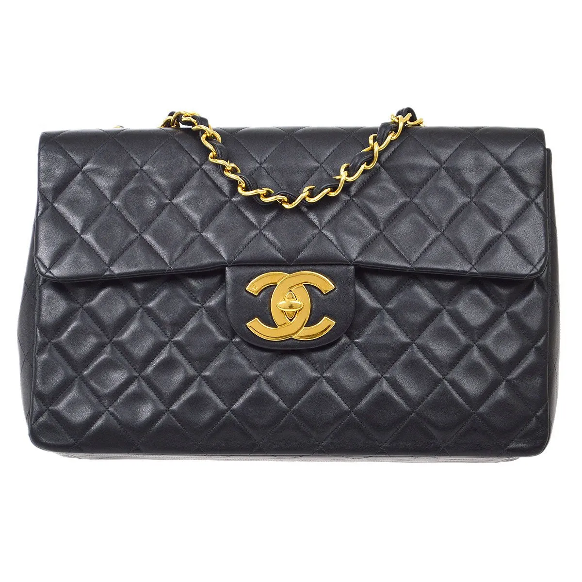 Chanel 1994-1996 Classic Flap Maxi Black Lambskin 92998