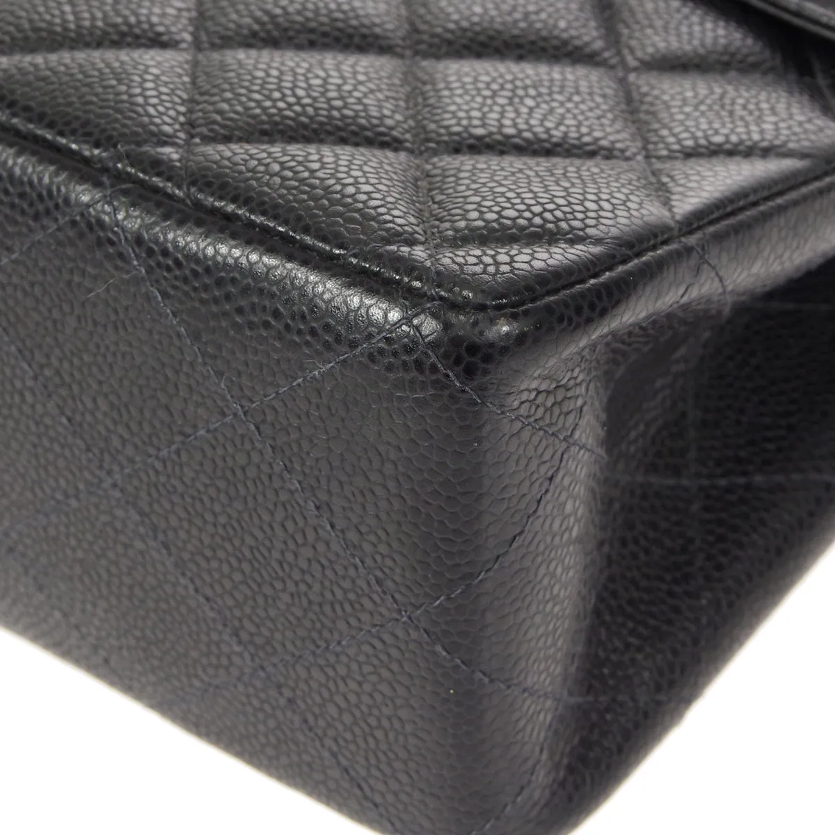 Chanel 2000-2001 Classic Flap Jumbo SHW Black Caviar 48504