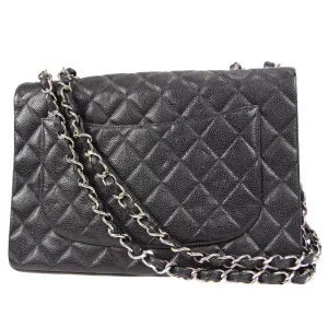 Chanel 2000-2001 Classic Flap Jumbo SHW Black Caviar 48504