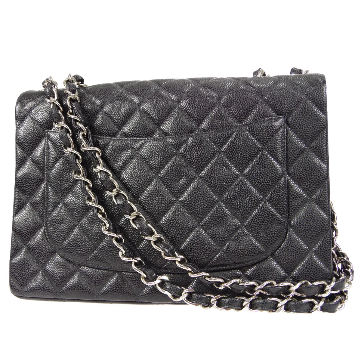 Chanel 2000-2001 Classic Flap Jumbo SHW Black Caviar 48504