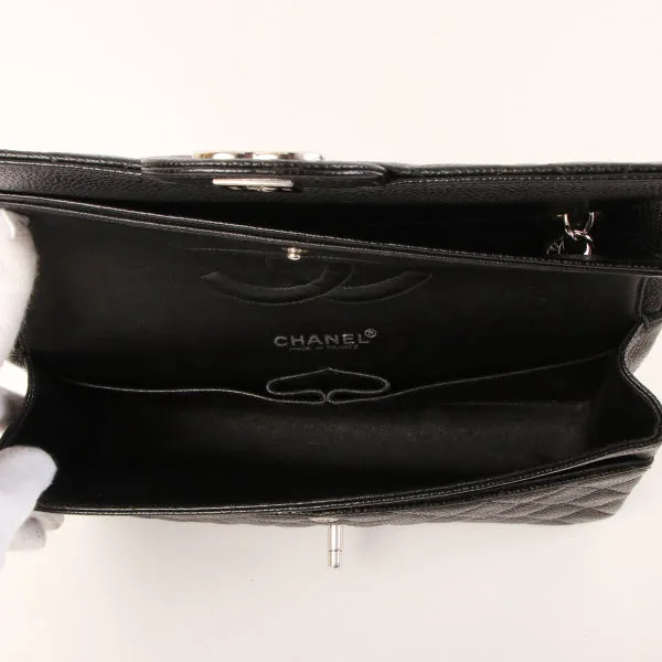 Chanel Around 2000 Made Caviar Skin Classic Flap Chain Bag 25Cm Black