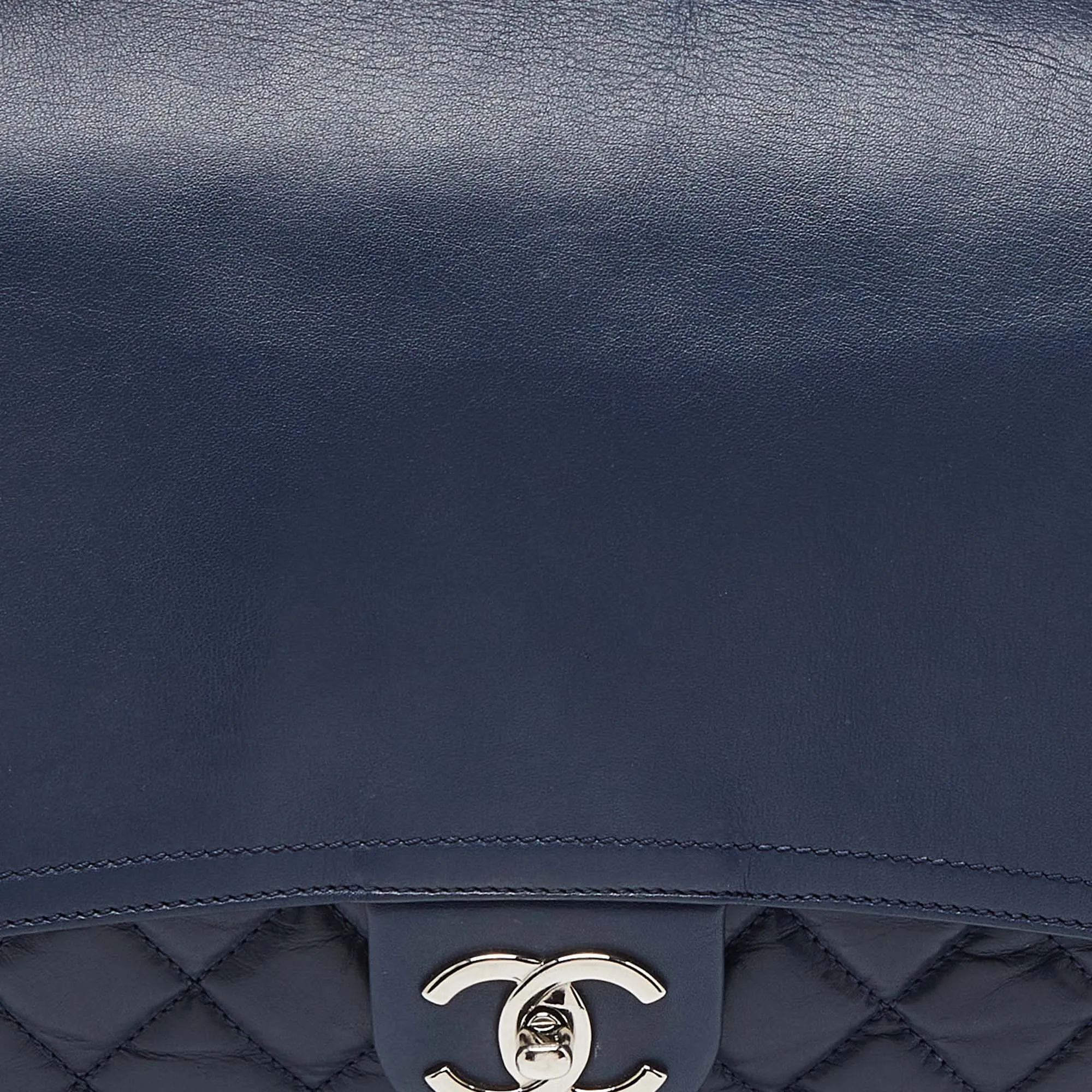 CHANEL Blue Quilted Aged Leather Flap Shoulder Bag
