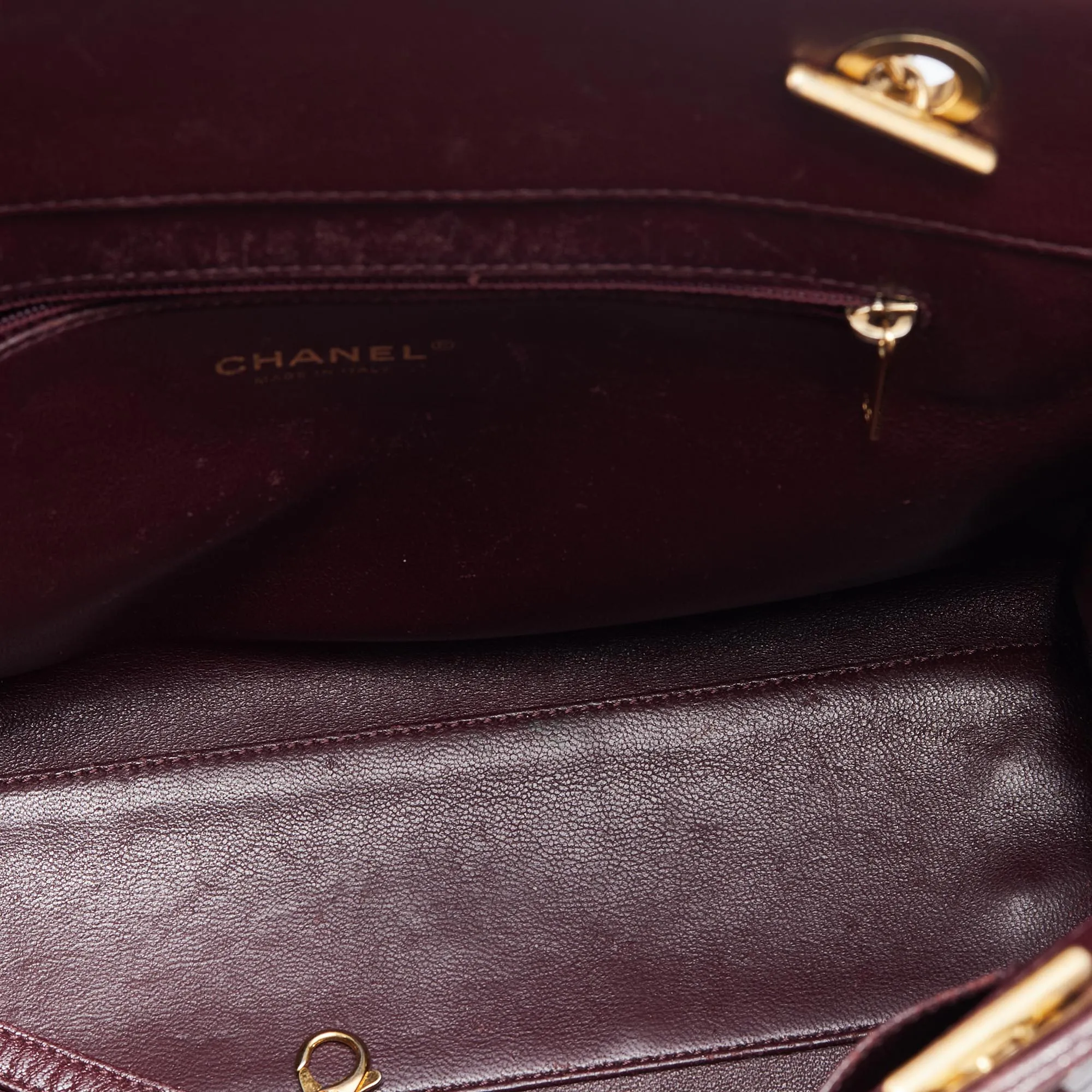 Chanel Burgundy Chevron Quilted Leather Collar and Tie Flap Bag