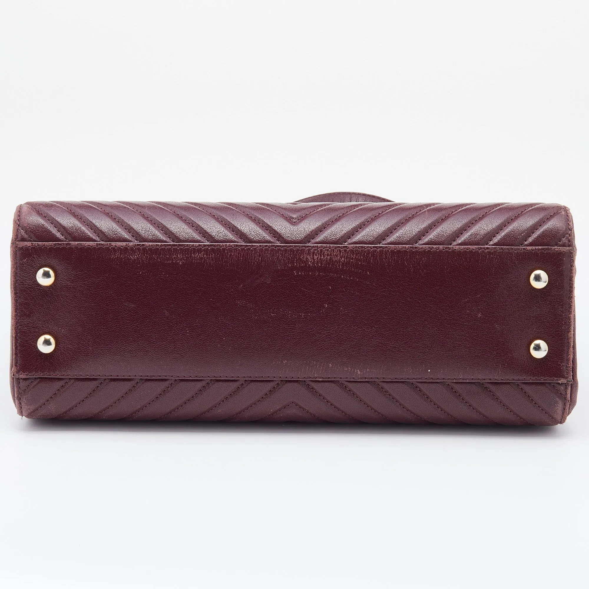 Chanel Burgundy Chevron Quilted Leather Collar and Tie Flap Bag