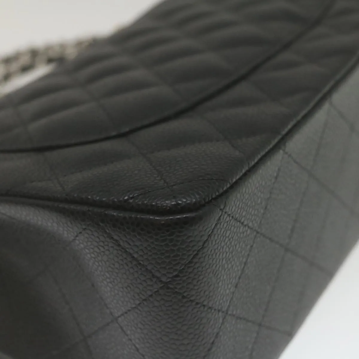 Chanel Caviar Skin Chain Double Flap Big Matelasse ShoulderBag Black  29507A