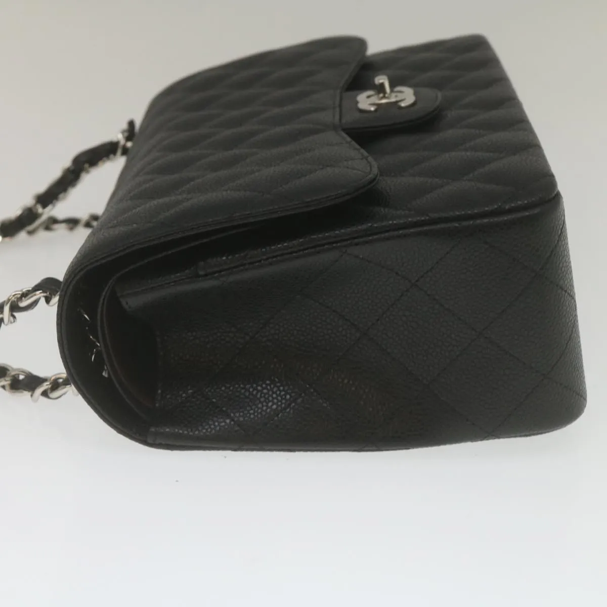 Chanel Caviar Skin Chain Double Flap Big Matelasse ShoulderBag Black  29507A