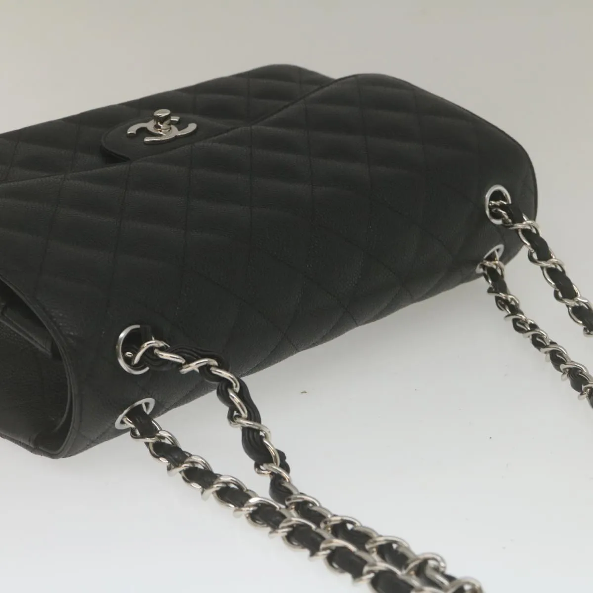 Chanel Caviar Skin Chain Double Flap Big Matelasse ShoulderBag Black  29507A