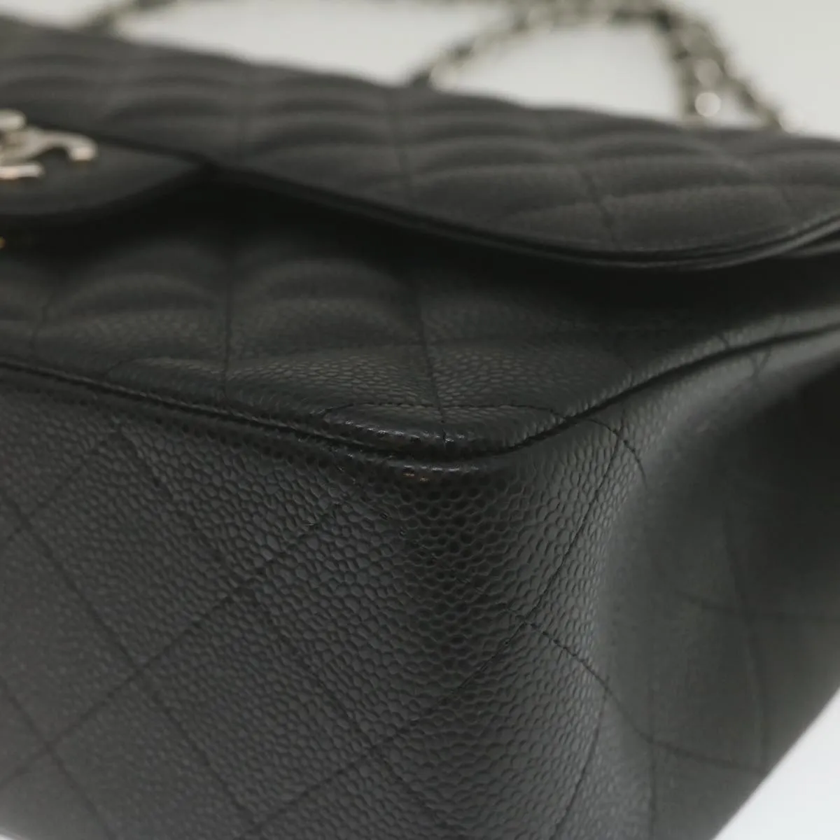 Chanel Caviar Skin Chain Double Flap Big Matelasse ShoulderBag Black  29507A