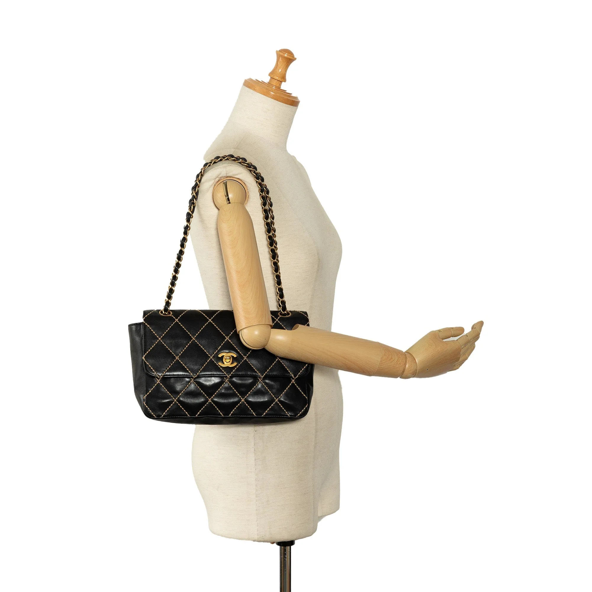 Chanel CC Wild Stitch Lambskin Flap Shoulder Bag
