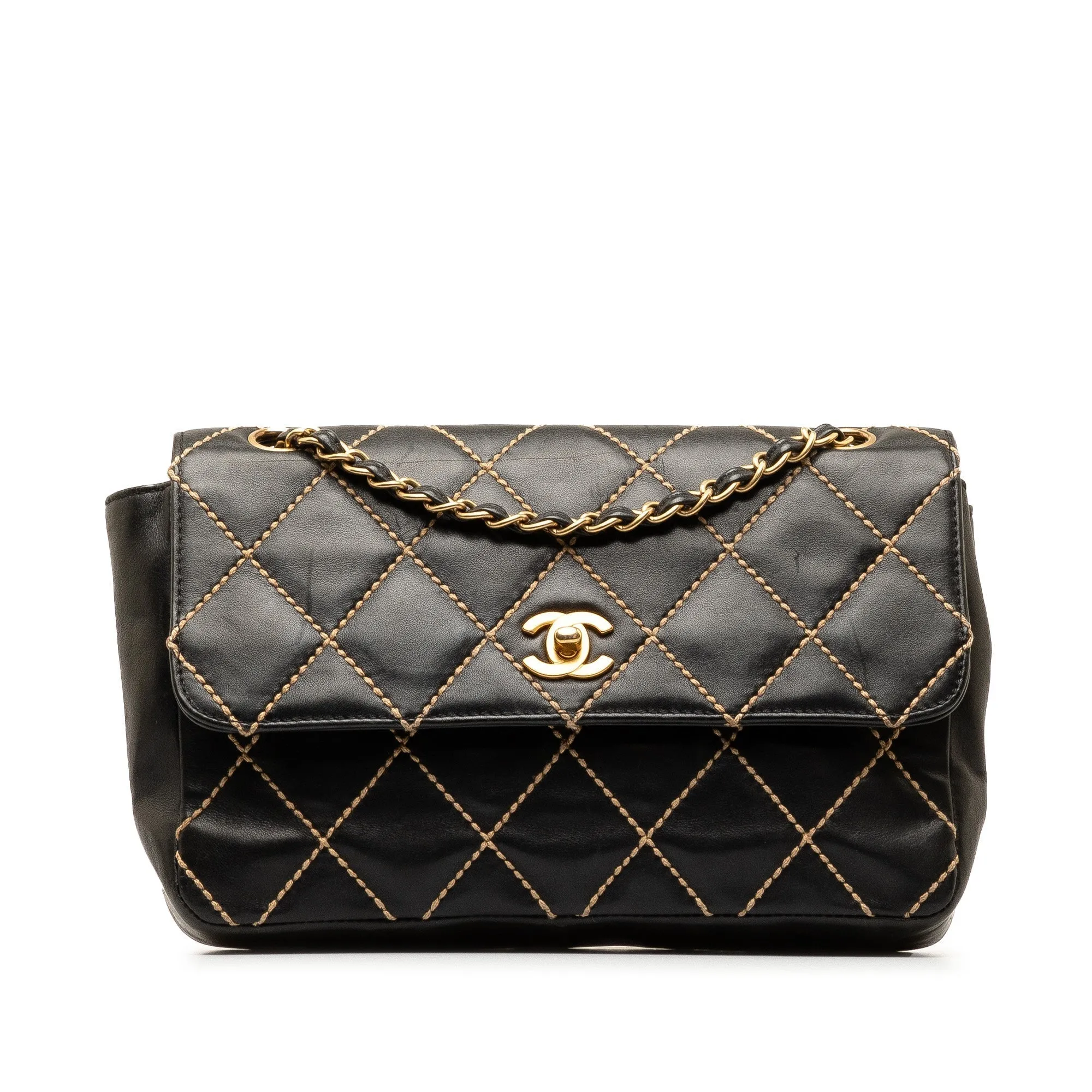 Chanel CC Wild Stitch Lambskin Flap Shoulder Bag