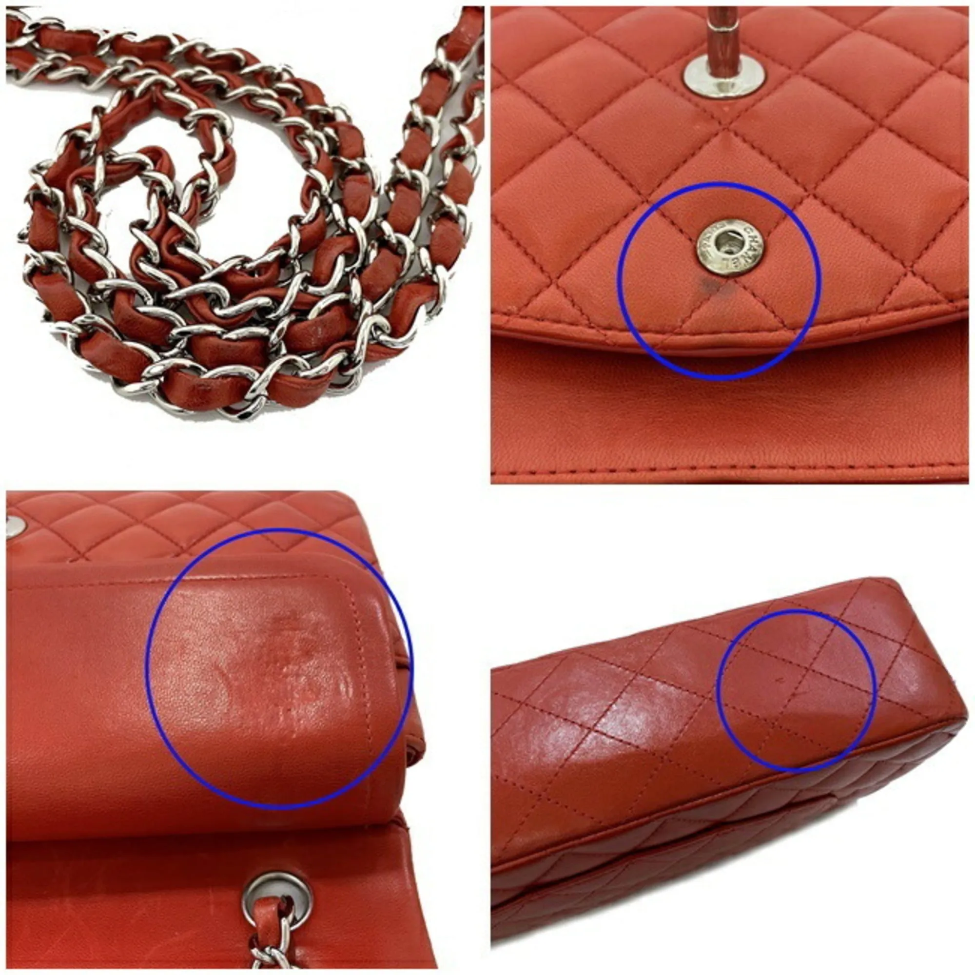 Chanel Chain Shoulder Bag 25 Red Matrasse A01112 W Flap Leather Lambskin 15s Chanel Coco Mark Turn Lock Quilted Double HandBag